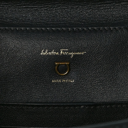 Salvatore Ferragamo Calfskin Trifolio Top Handle Bag Black 10 of 11