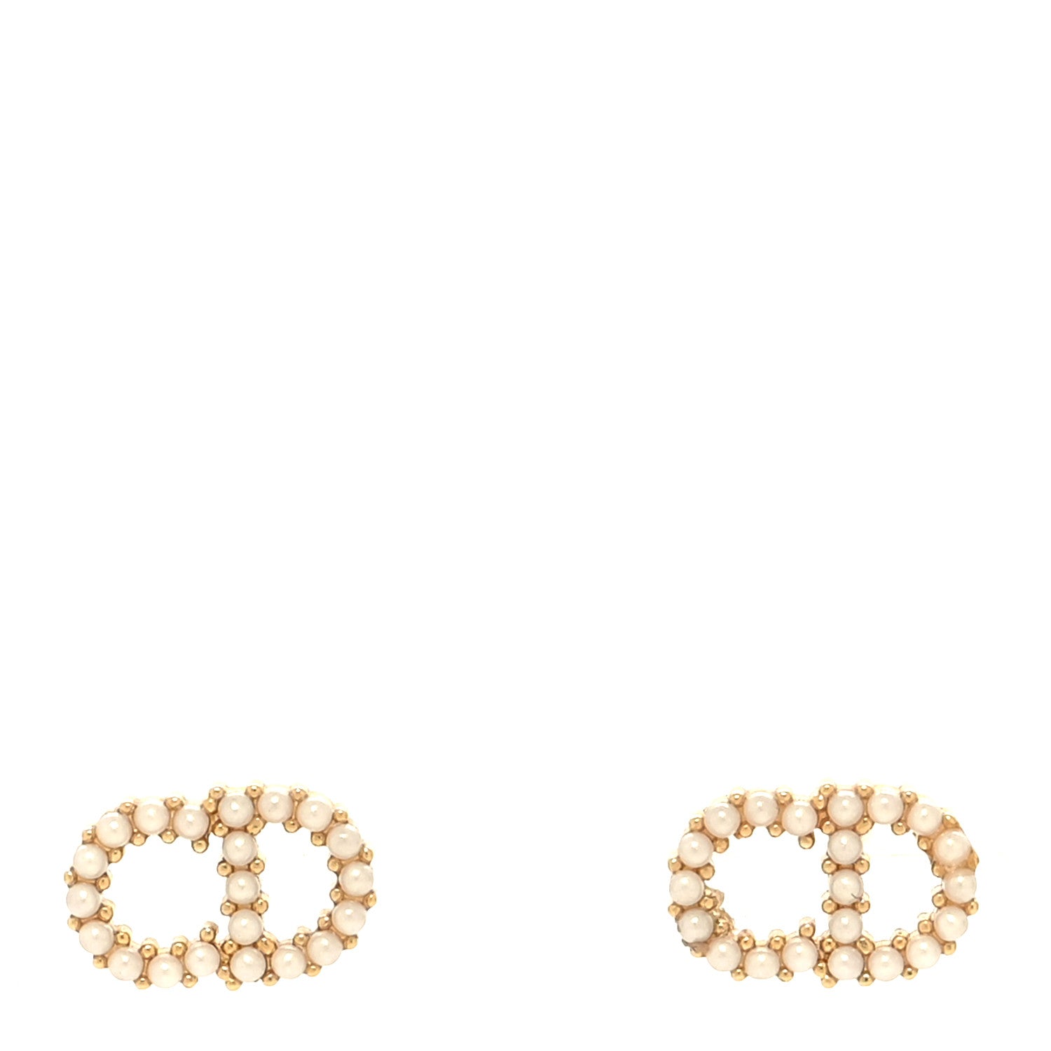 Christian Dior Strass Crystal CD Earrings Gold 1 of 3