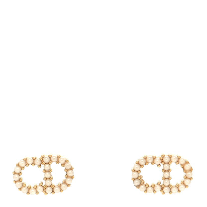 Christian Dior Strass Crystal CD Earrings Gold 1 of 3