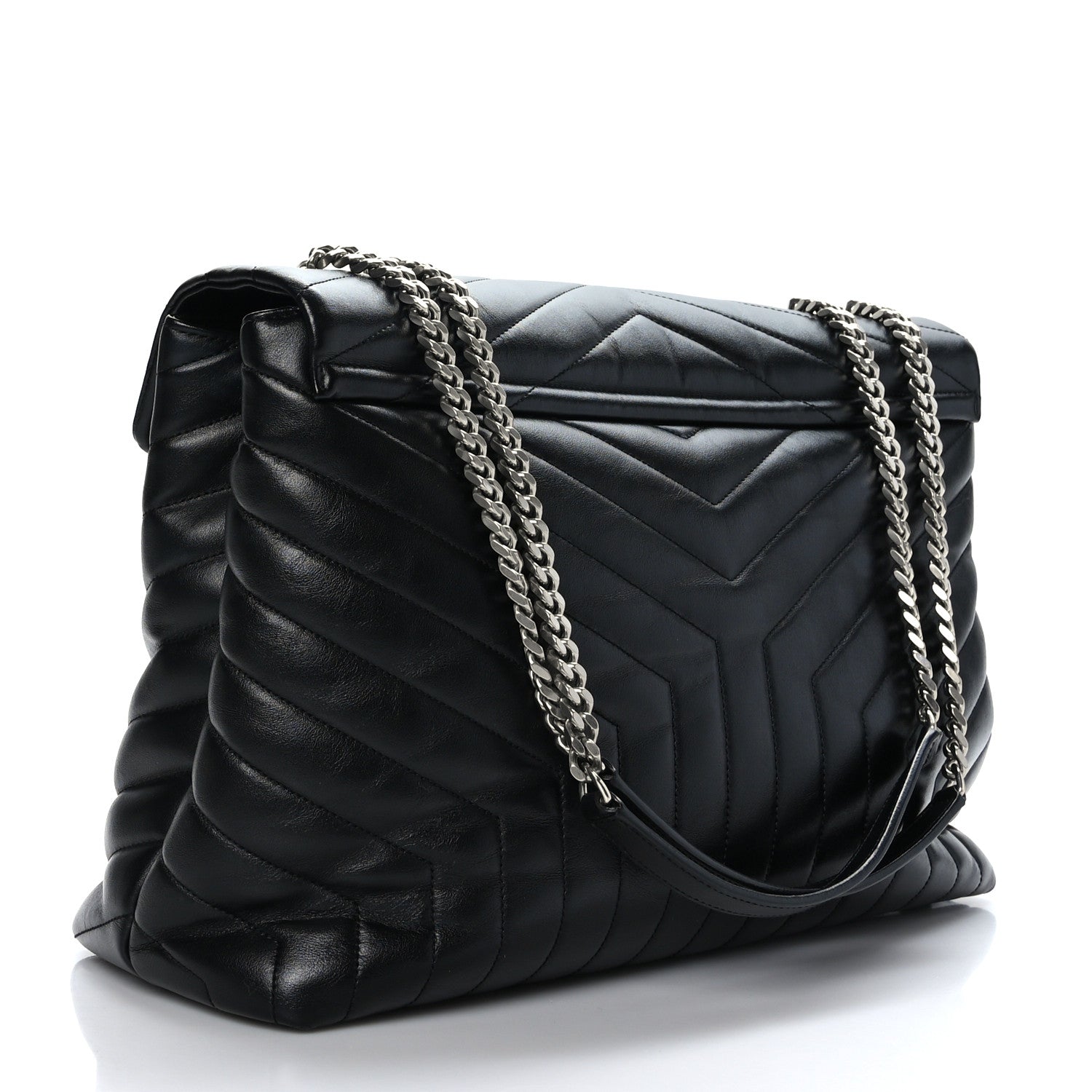 Saint Laurent Calfskin Y Quilted Monogram Large Loulou Chain Satchel Black 3 of 9
