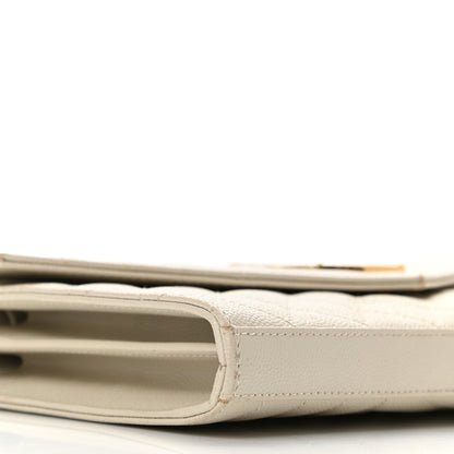 Saint Laurent Grain De Poudre Mixed Matelasse Triquilt Monogram Chain Wallet Blanc Vintage 7 of 9