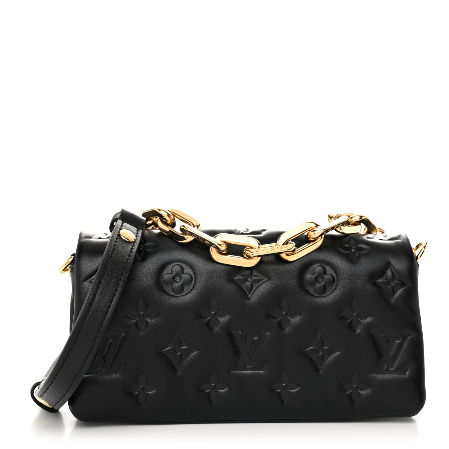 Lambskin Embossed Monogram Pochette Coussin Crossbody Black