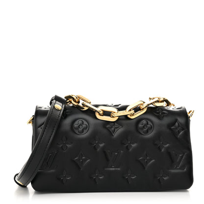 Louis Vuitton Lambskin Embossed Monogram Pochette Coussin Crossbody Black 1 of 11