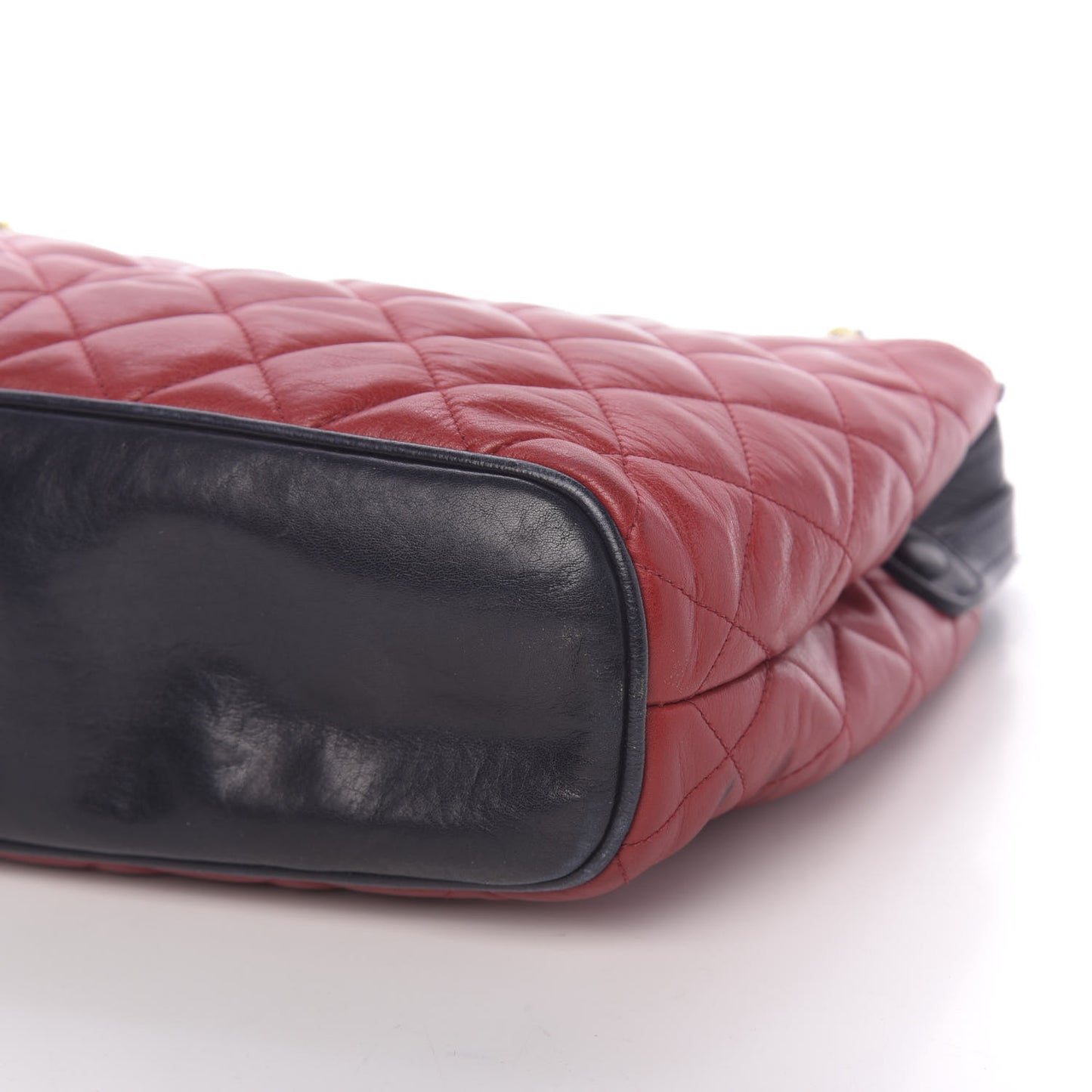 Lambskin Quilted Shoulder Bag Red Navy