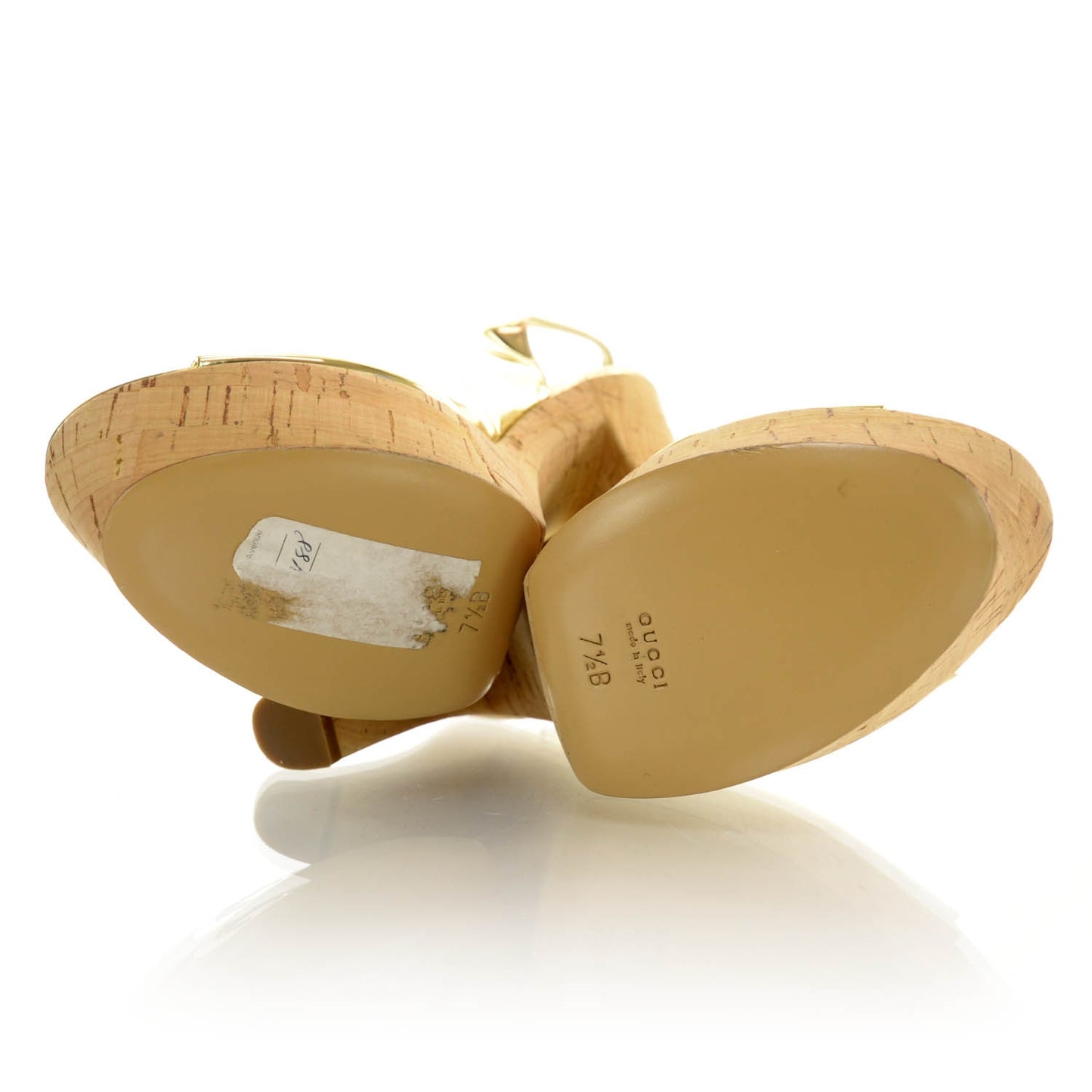 Patent Cork Slingback Heels 7.5B Gold