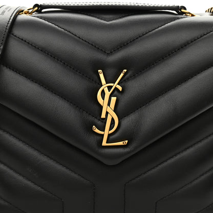 Saint Laurent Calfskin Y Quilted Monogram Small Loulou Chain Satchel Black 8 of 10