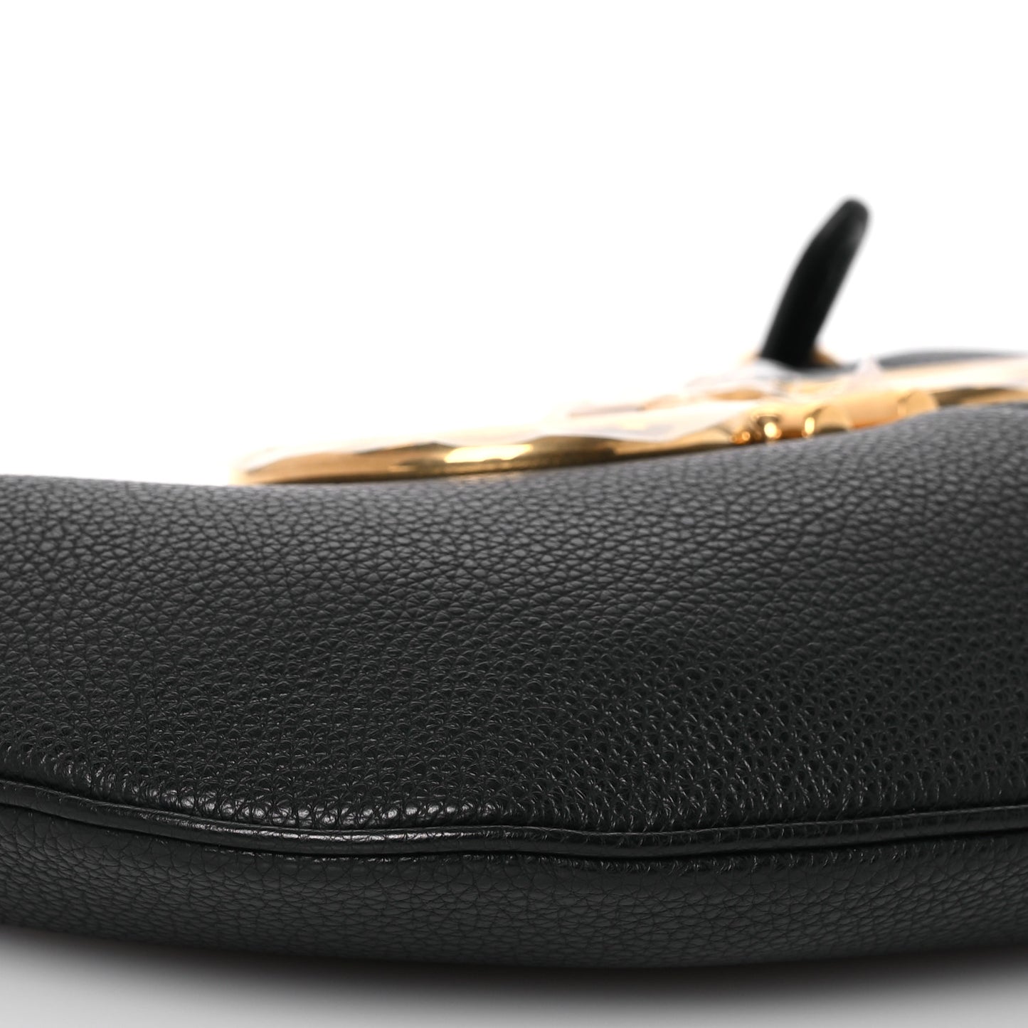 Calfskin Maxi Gancio Shoulder Bag Black