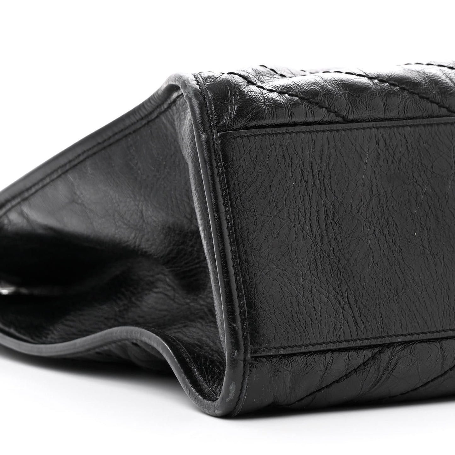 Crinkled Calfskin Matelasse Monogram Large Niki Shopper Tote Black