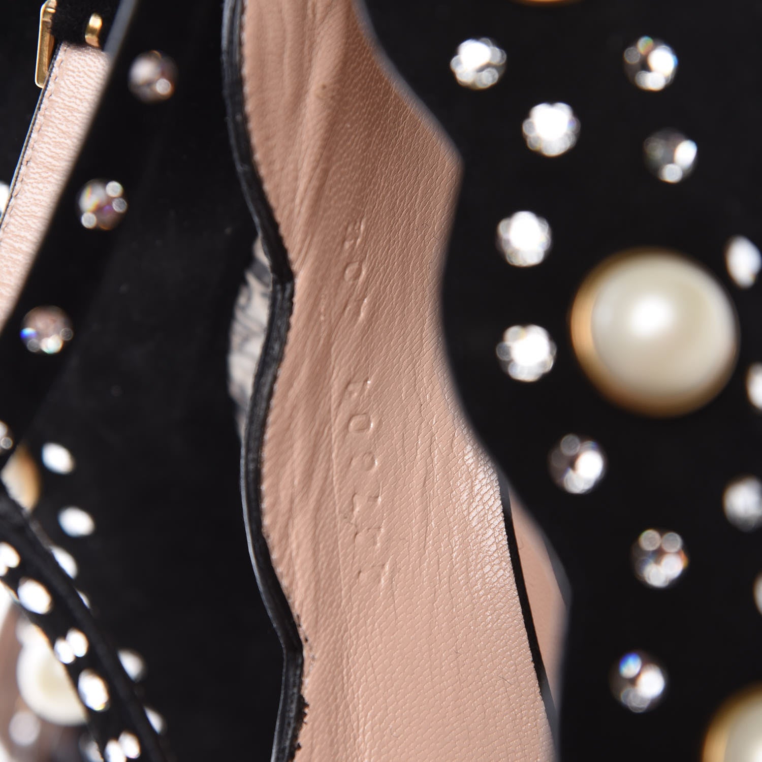 Gucci Suede Snakeskin Pearl Studded Ofelia Pumps 40.5 Black 8 of 9