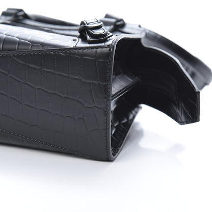 Balenciaga Semi Shiny Calfskin Crocodile Embossed Neo Classic Black Hardware Mini City Black 10 of 10