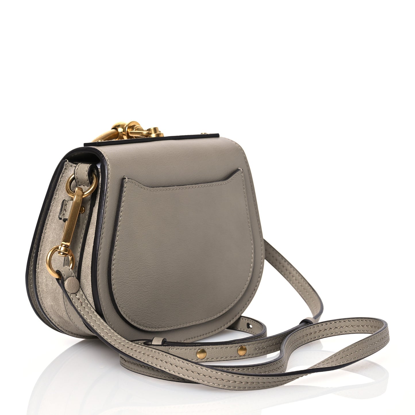 Calfskin Suede Small Nile Bracelet Bag Motty Grey