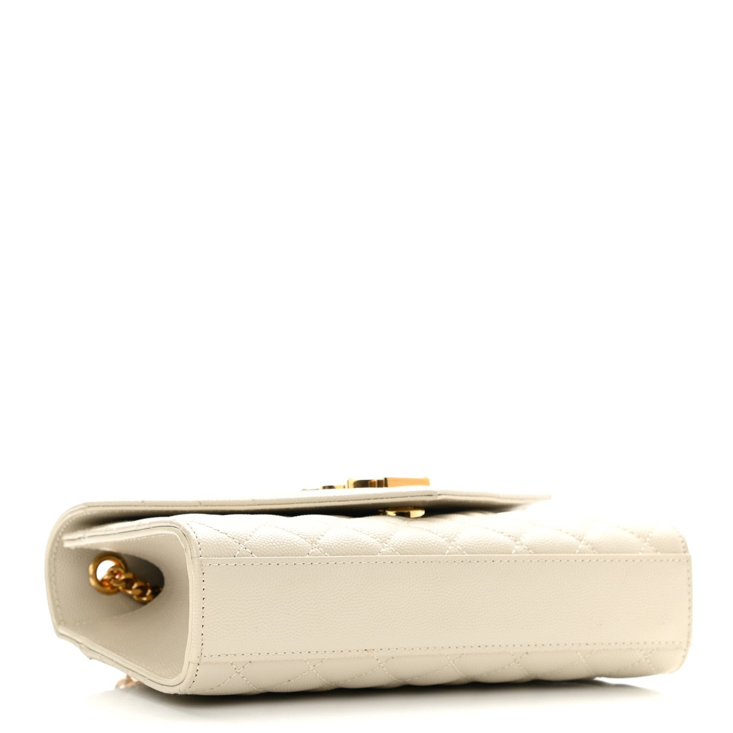 Saint Laurent Grain De Poudre Textured Mixed Matelasse Triquilt Small Monogram Satchel Crema Soft 4 of 8