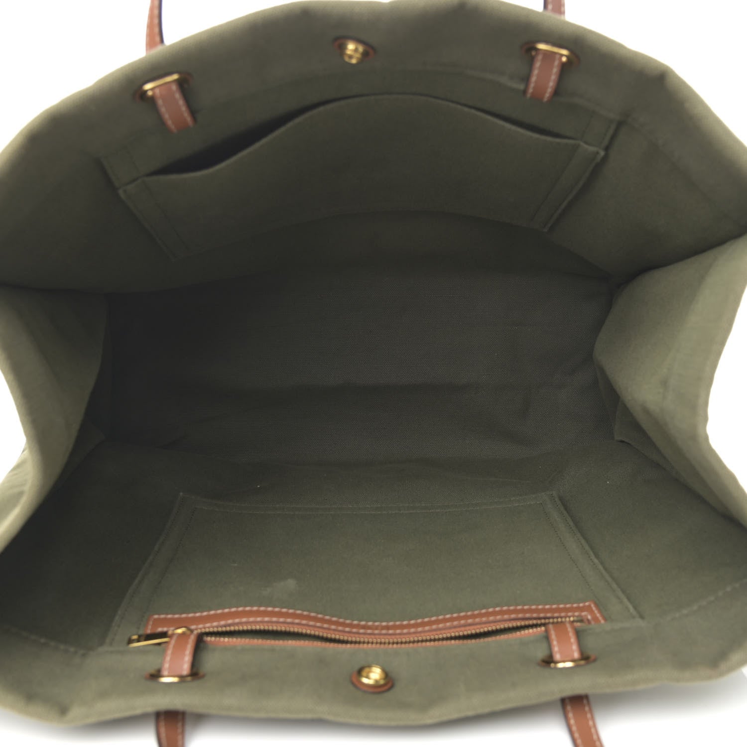 Celine Canvas Calfskin Vertical Cabas Green 5 of 13