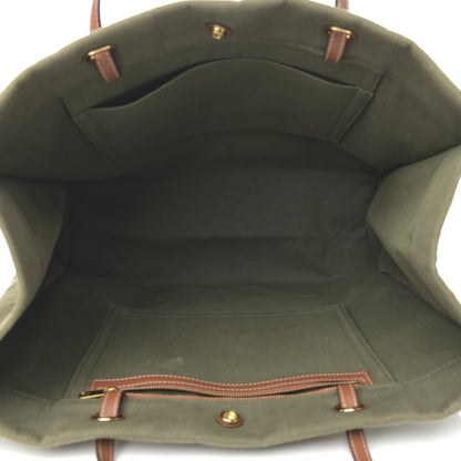Celine Canvas Calfskin Vertical Cabas Green 5 of 13
