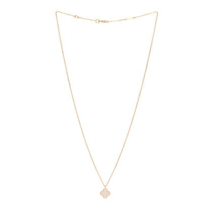 Van Cleef & Arpels 18K Yellow Gold Mother of Pearl Sweet Alhambra Pendant Necklace 3 of 5