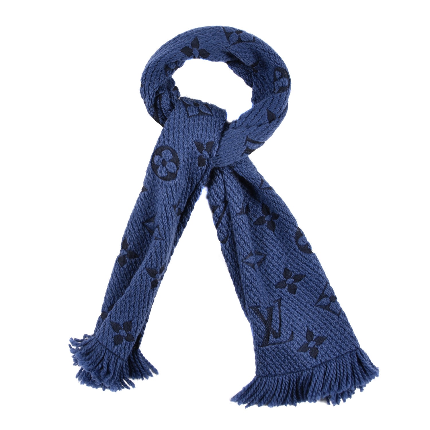 Louis Vuitton Wool Silk Logomania Scarf Denim Dark 1 of 3