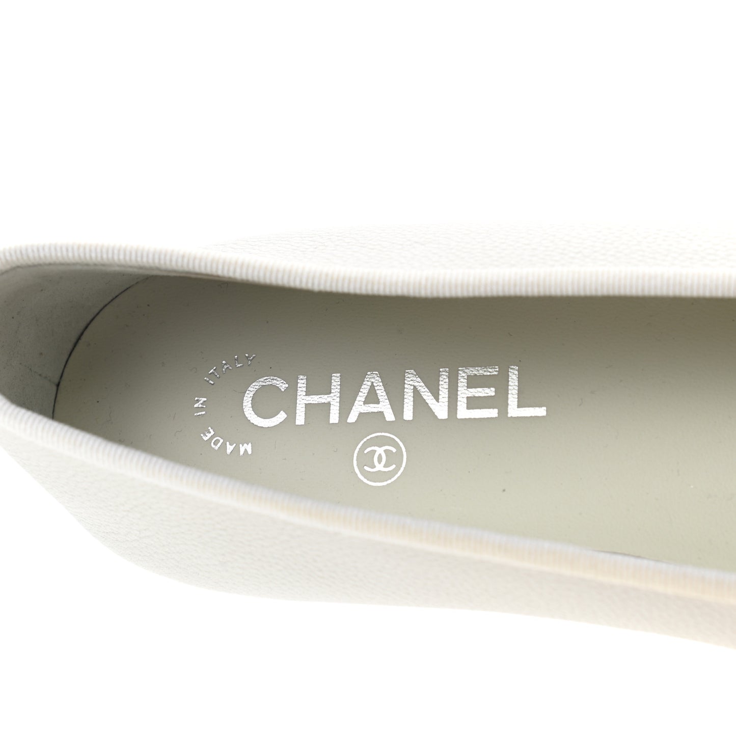 Calfskin Patent Cap Toe CC Ballerina Flats 41 White