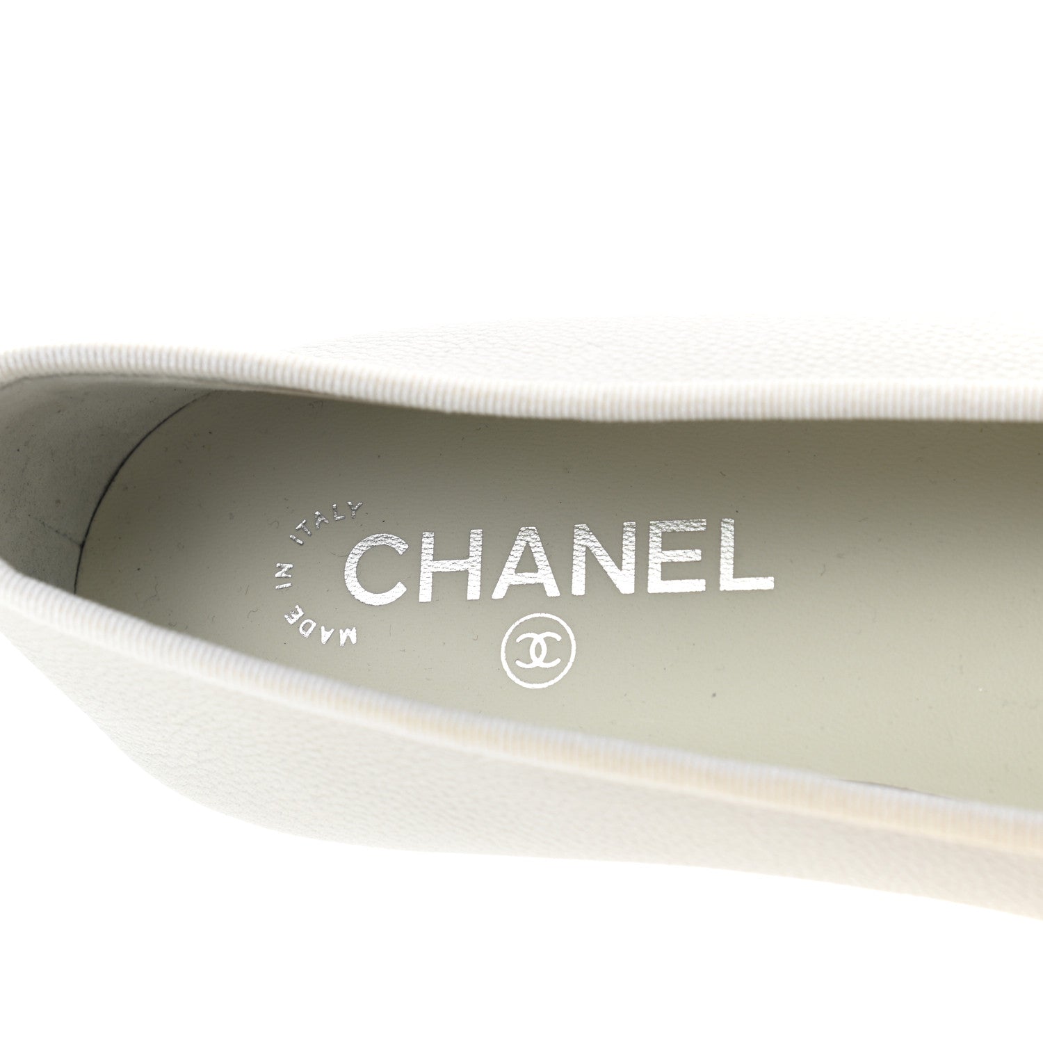 Chanel Calfskin Patent Cap Toe CC Ballerina Flats 41 White 7 of 9