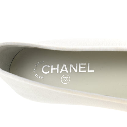 Chanel Calfskin Patent Cap Toe CC Ballerina Flats 41 White 7 of 9