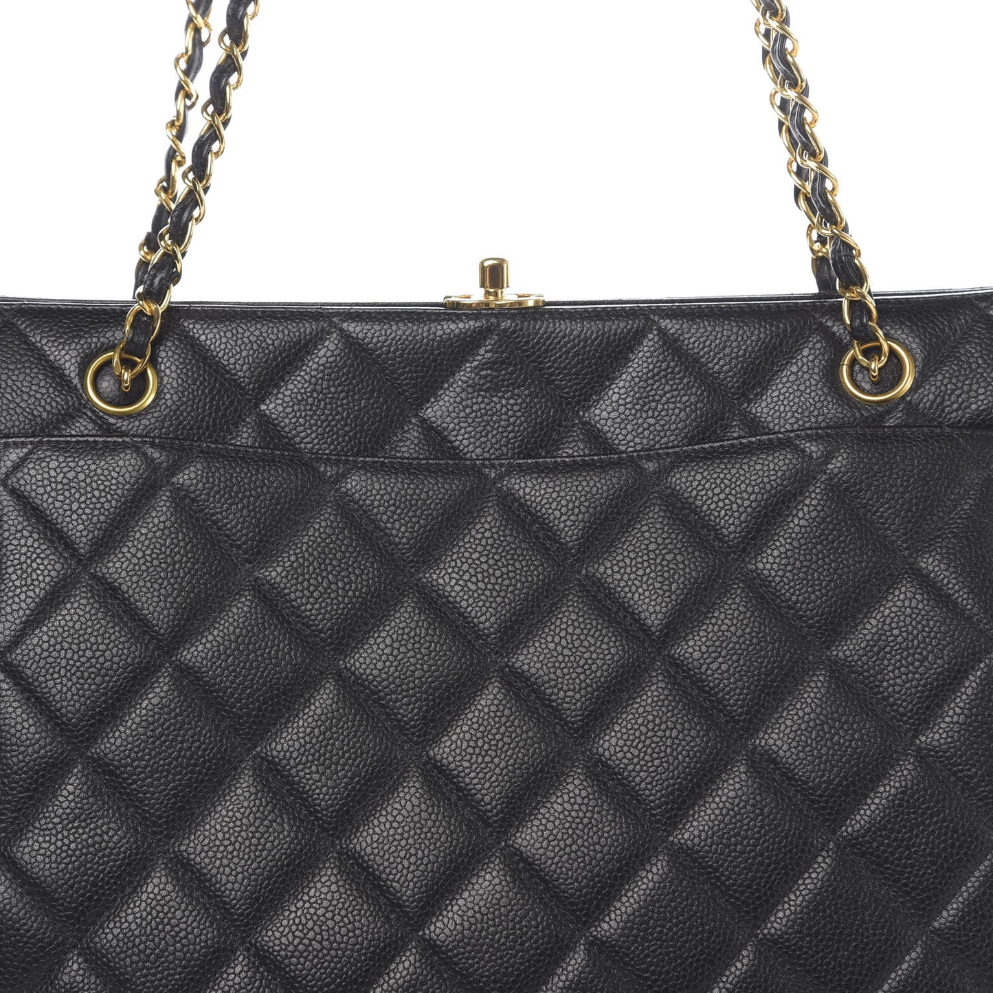 Caviar Quilted Frame Shoulder Bag Black