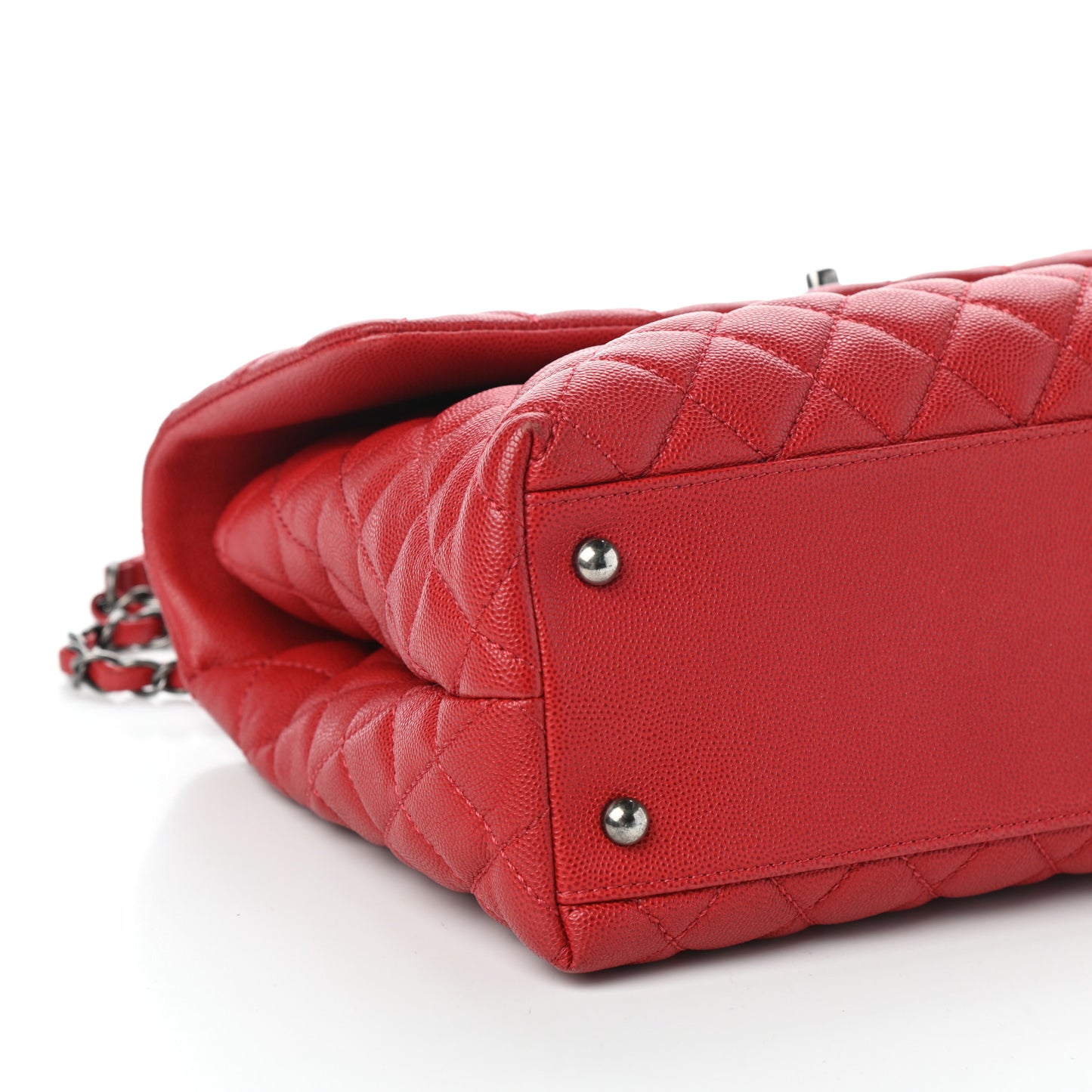 Caviar Quilted Medium Coco Handle Flap Dark Red
