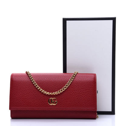 Gucci Dollar Calfskin Petite GG Marmont Wallet Chain Bag Hibiscus Red 11 of 11