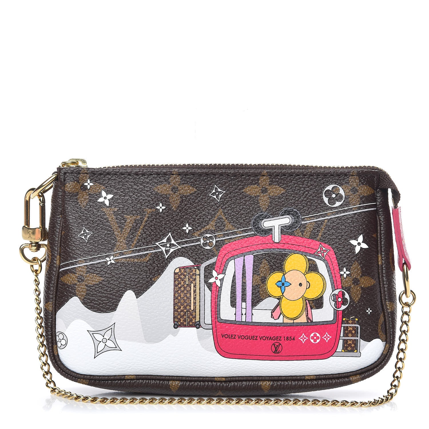 Louis Vuitton Monogram 2019 Christmas Animation Mini Courchevel Pochette Accessories Fuchsia 1 of 10
