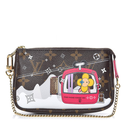 Louis Vuitton Monogram 2019 Christmas Animation Mini Courchevel Pochette Accessories Fuchsia 1 of 10