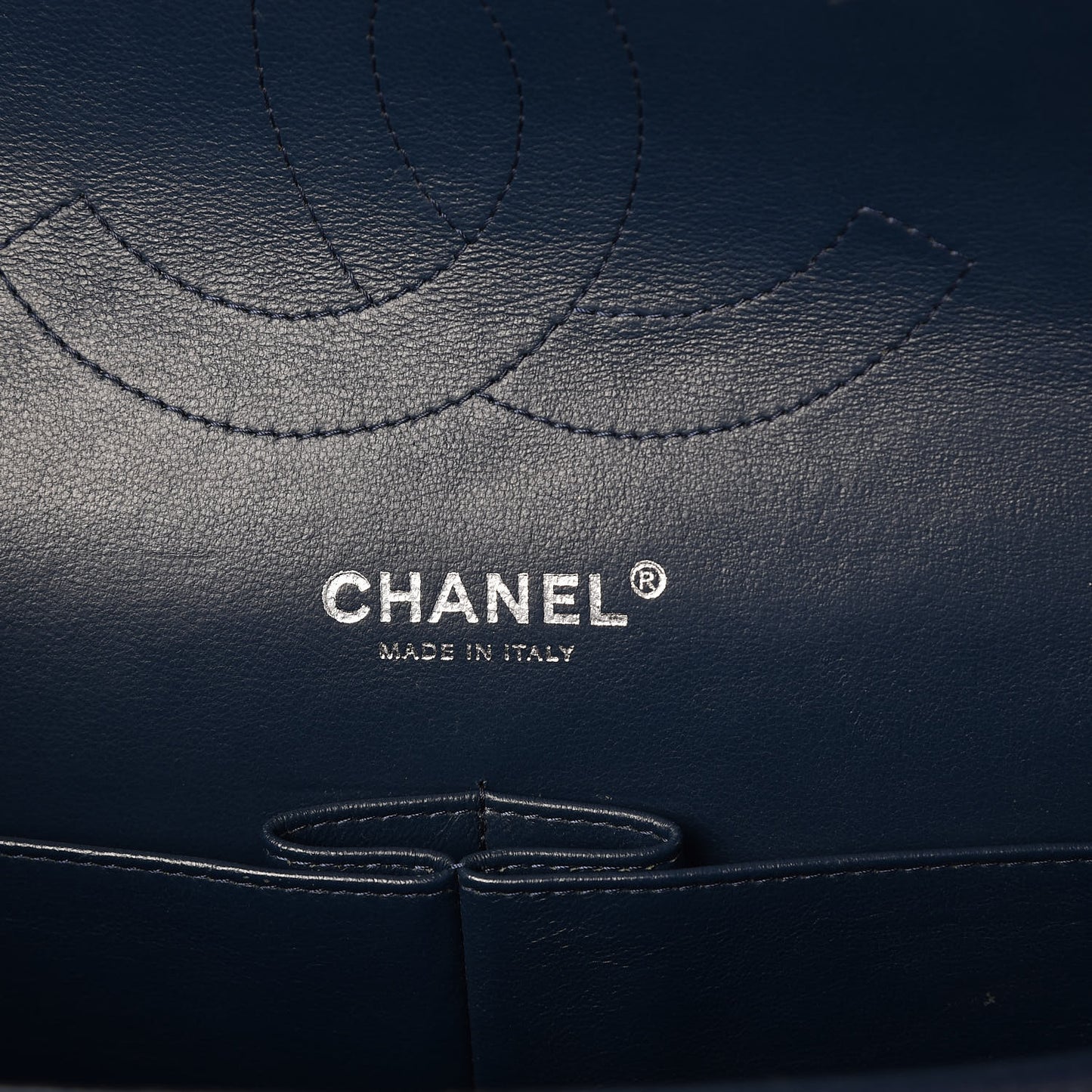 Caviar Quilted Jumbo Double Flap Navy Blue