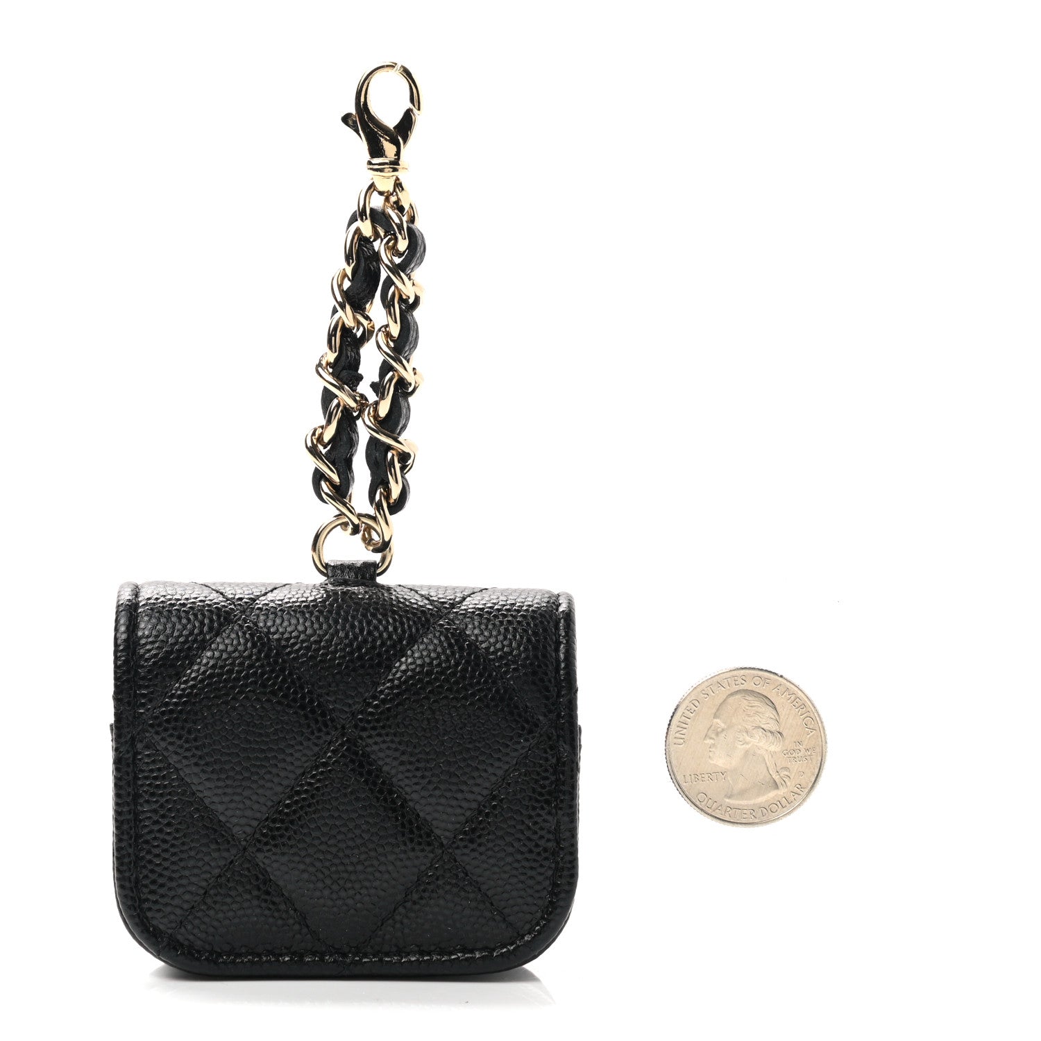 Chanel Caviar Quilted Crystal CC Airpods Pro Case Black 2 of 5