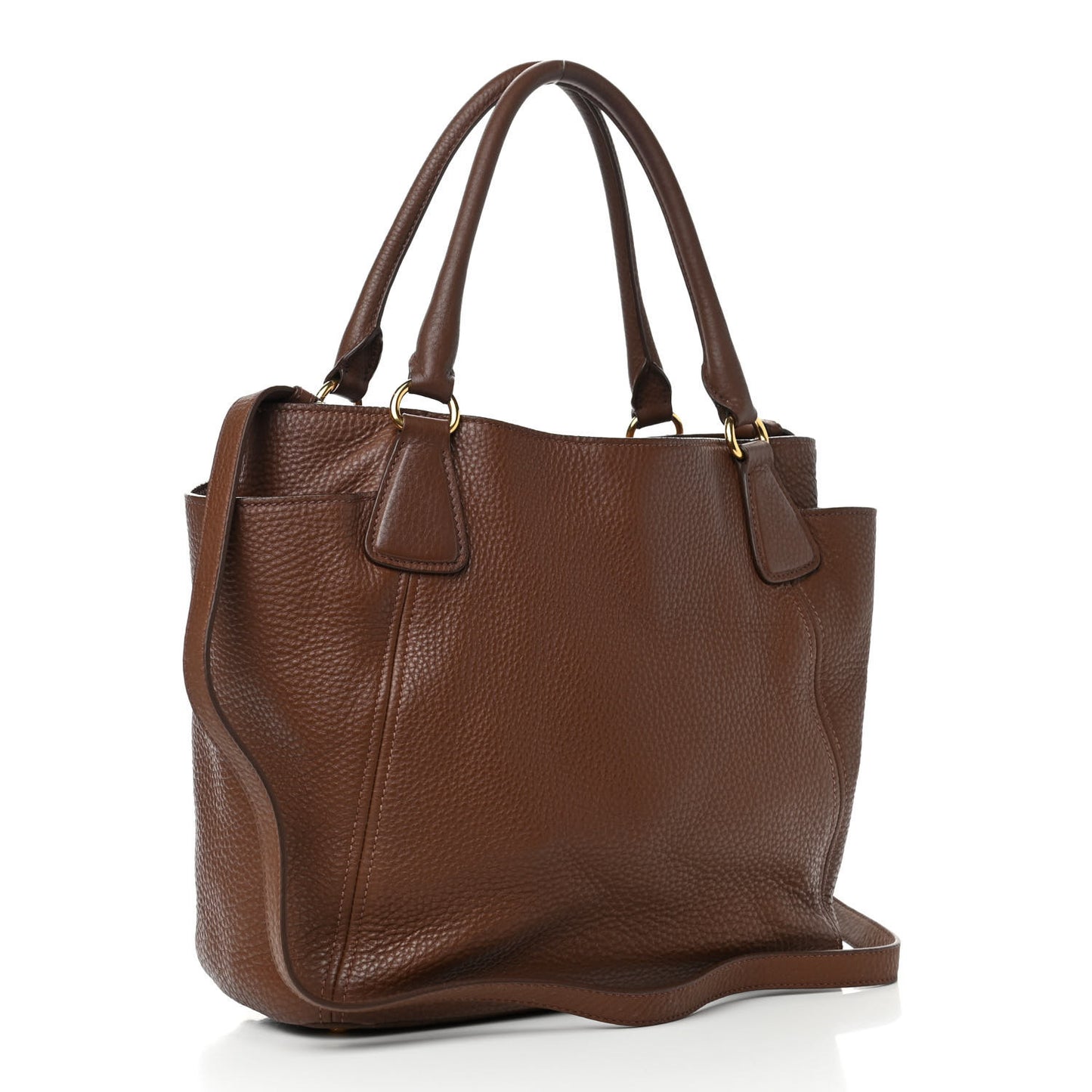 Vitello Daino Double Pocket Shoulder Bag Bruciato