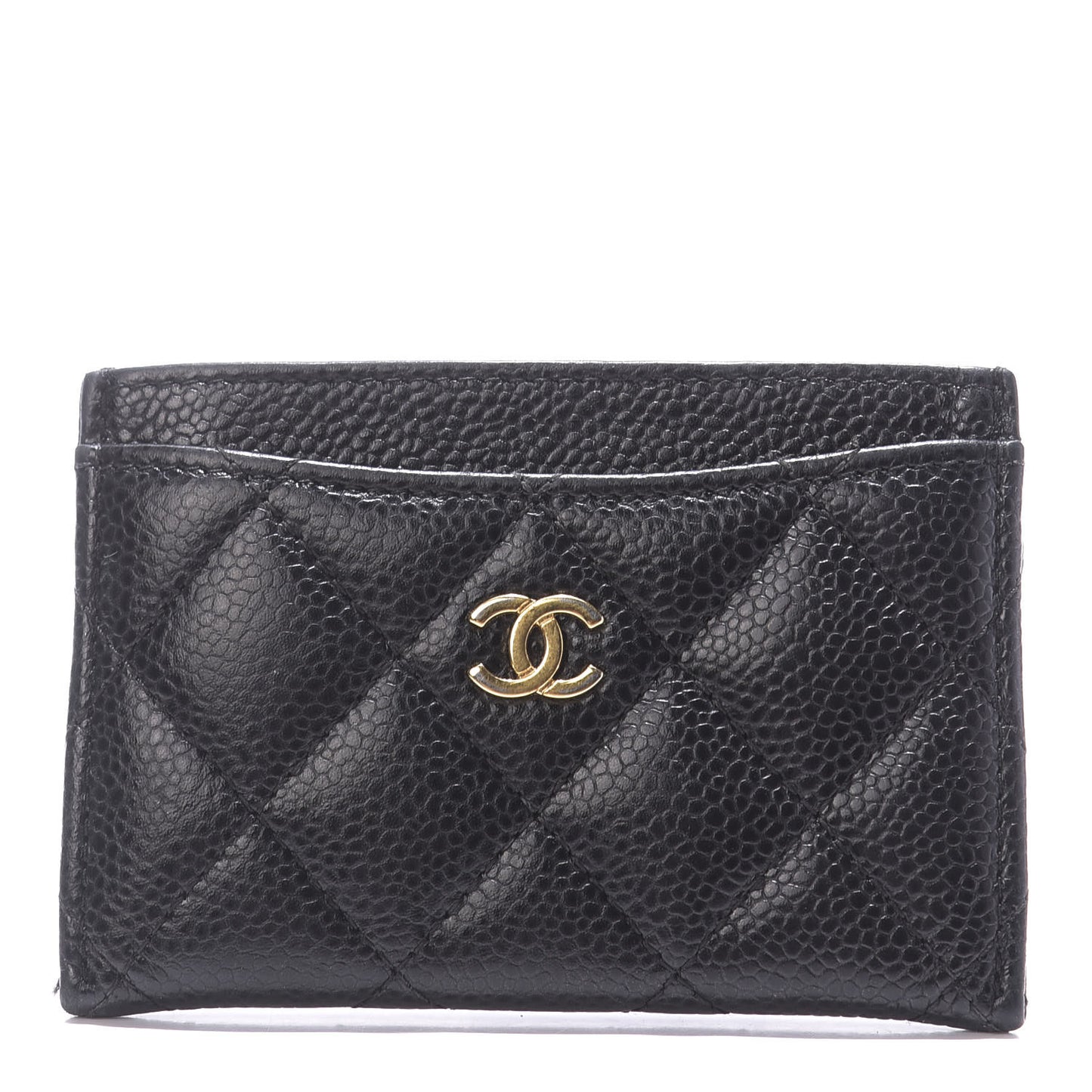 Caviar Quilted Card Holder Black