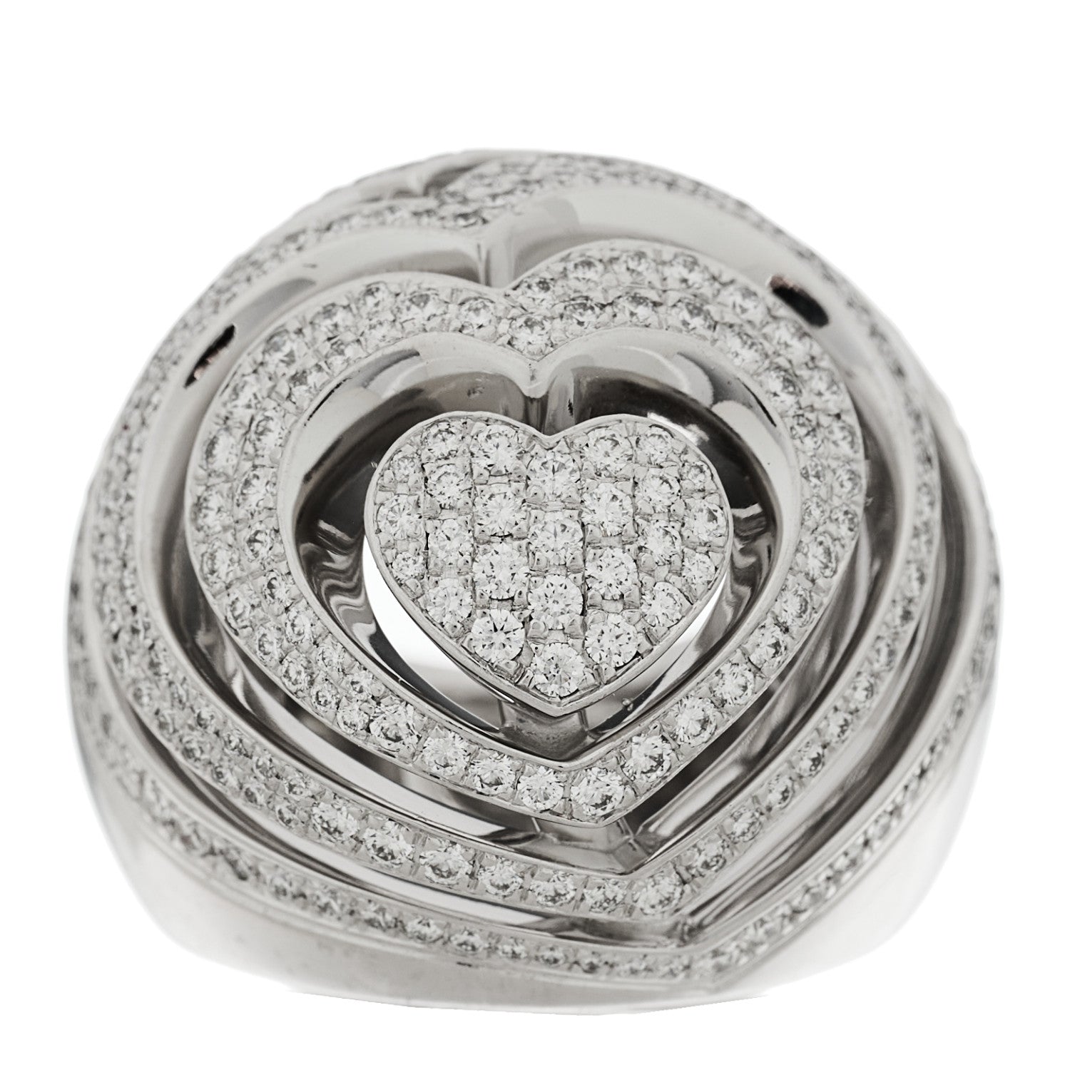 Chopard 18K White Gold Diamond Heart Xtravaganza Cocktail Ring 54