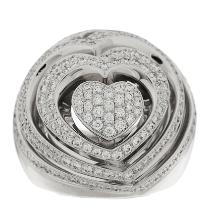 Chopard 18K White Gold Diamond Heart Xtravaganza Cocktail Ring 54 6.75 1 of 6