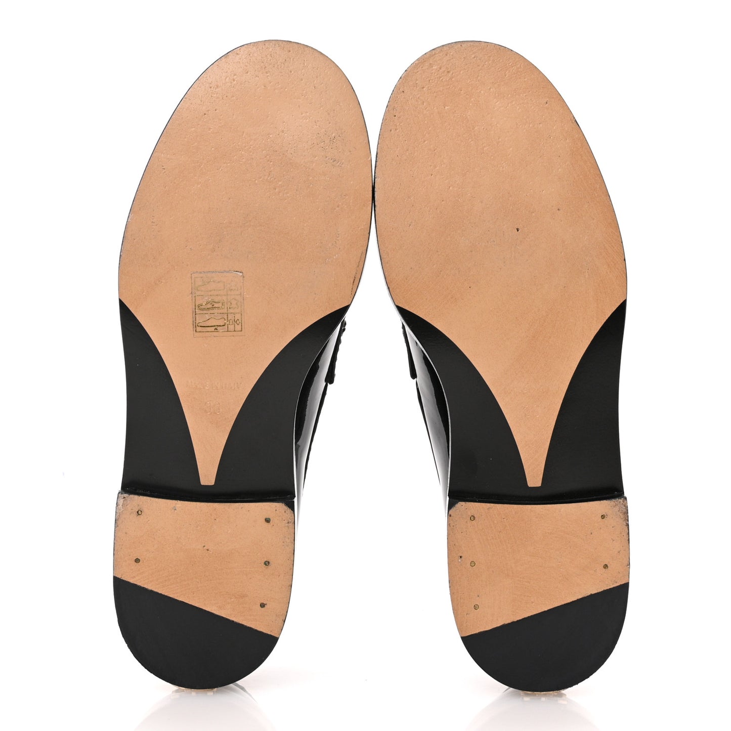 Shiny Calfskin Logo Loafers 36 Black