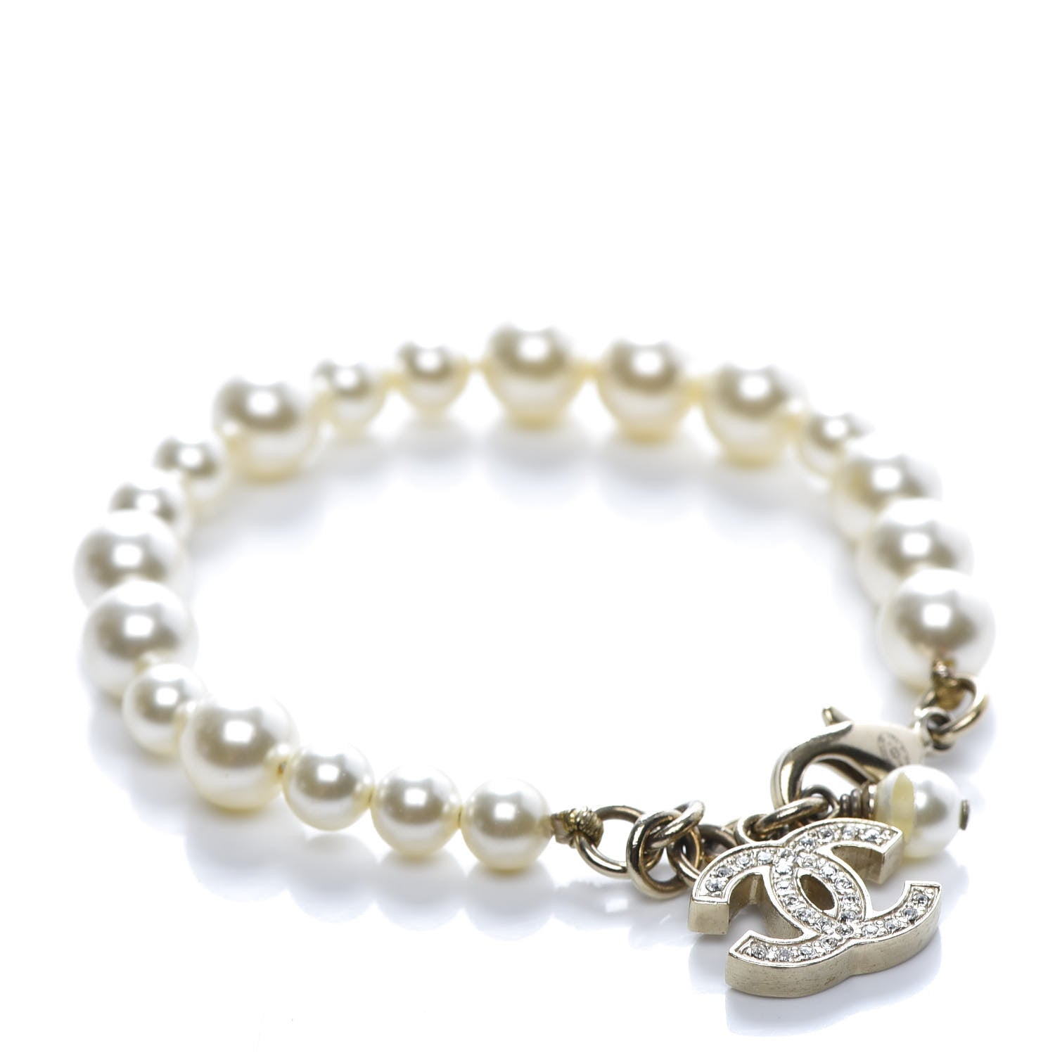 Chanel Pearl Crystal CC Bracelet Gold 1 of 4