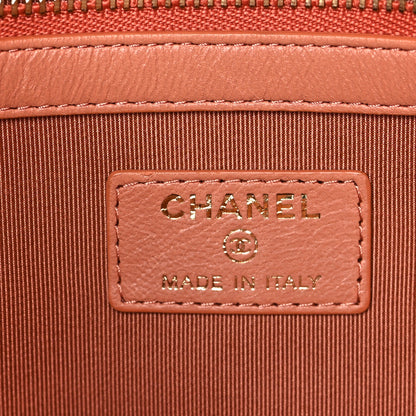 Chanel Lambskin Quilted Large Cosmetic Case Dark Beige 6 of 8