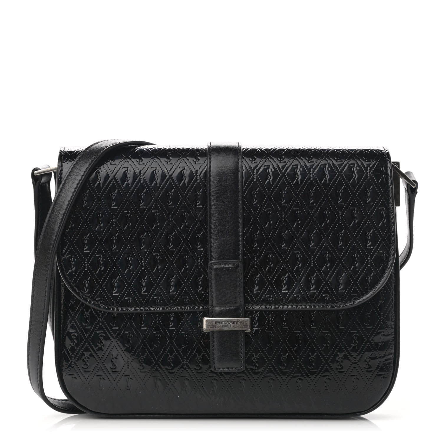 Saint Laurent Patent Embossed Small Le Monogramme Satchel Black 1 of 11