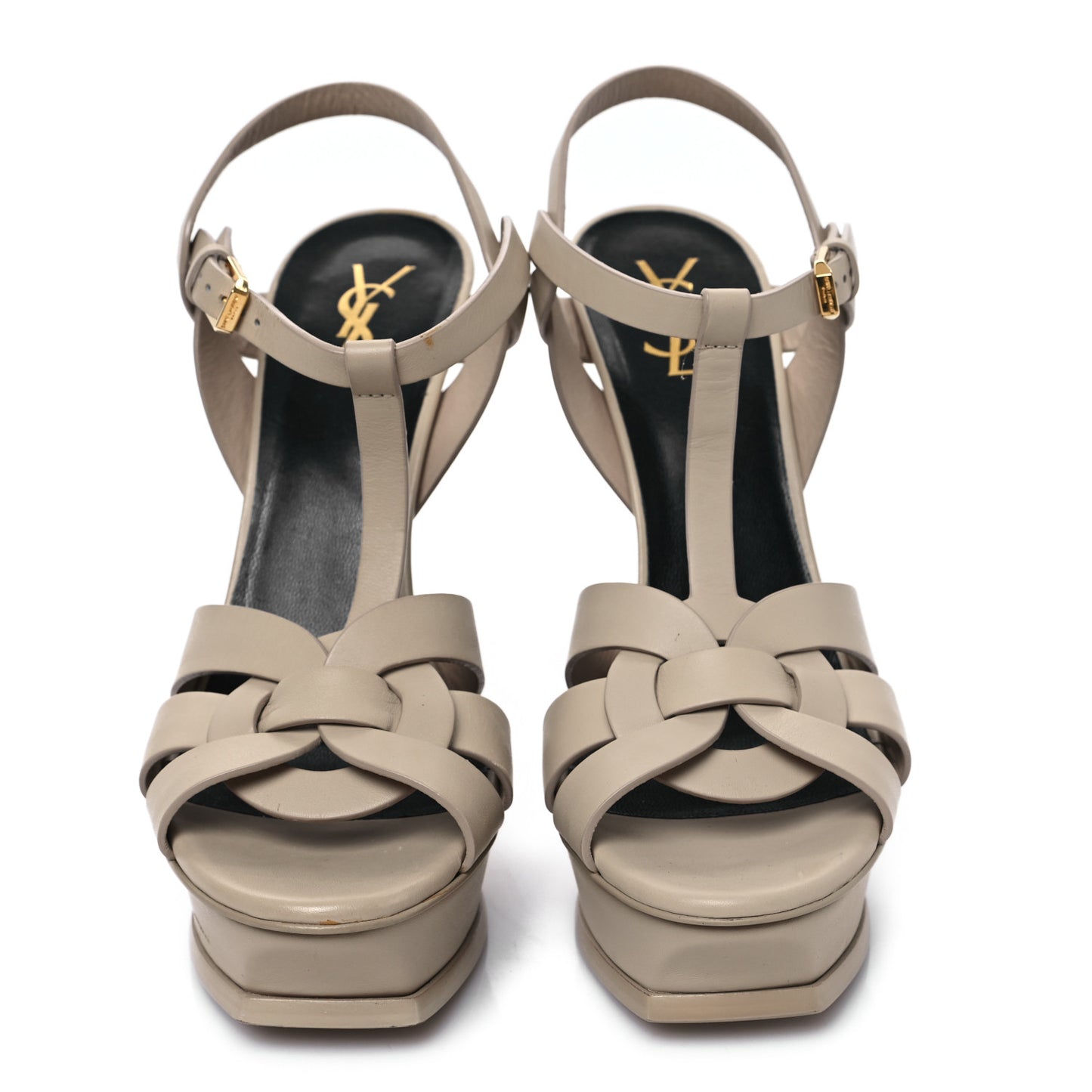 Calfskin Tribute 105 Platform Sandals 41 Dark Beige