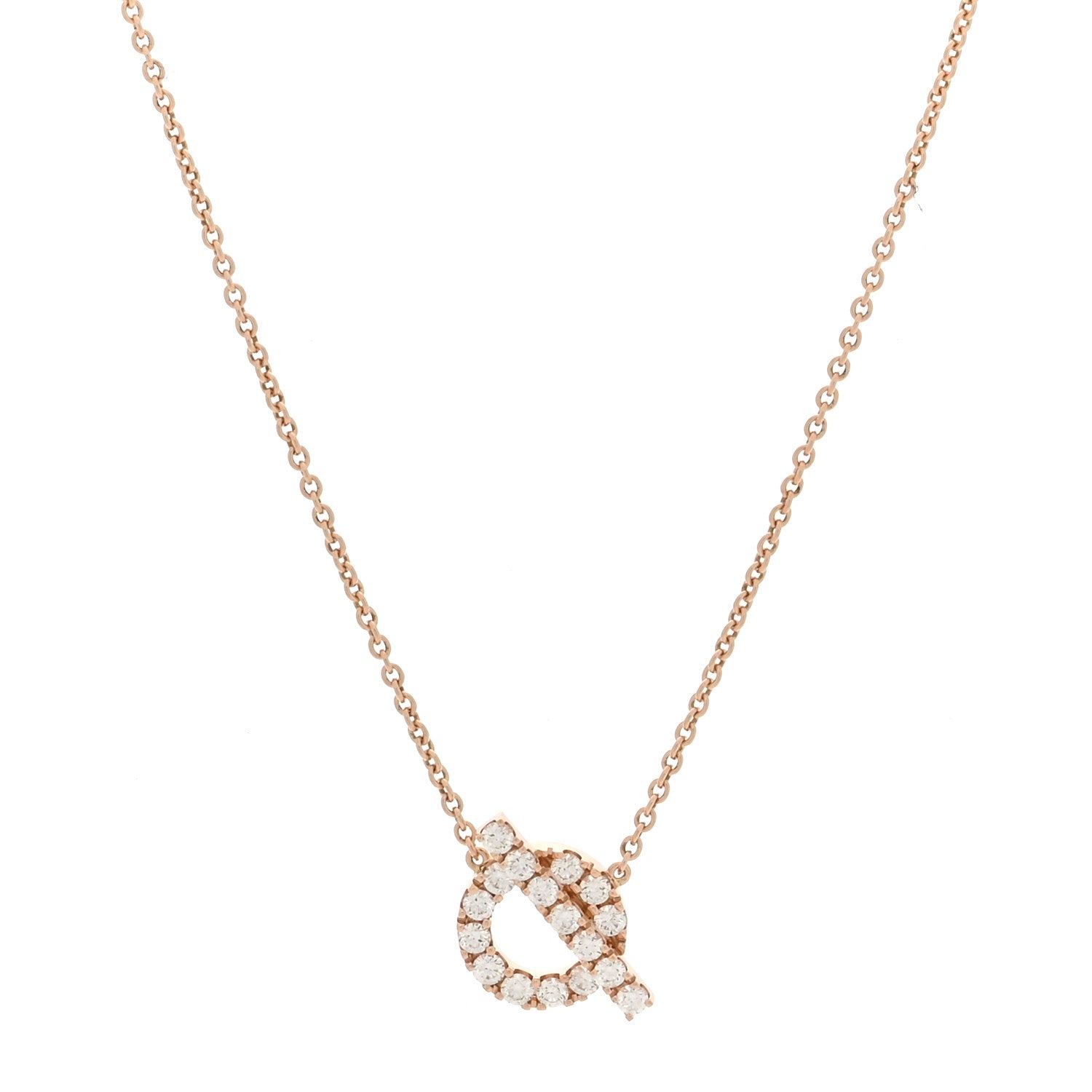 Hermes 18K Rose Gold Diamond Finesse Pendant Necklace 1 of 6
