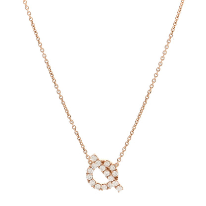 Hermes 18K Rose Gold Diamond Finesse Pendant Necklace 1 of 6
