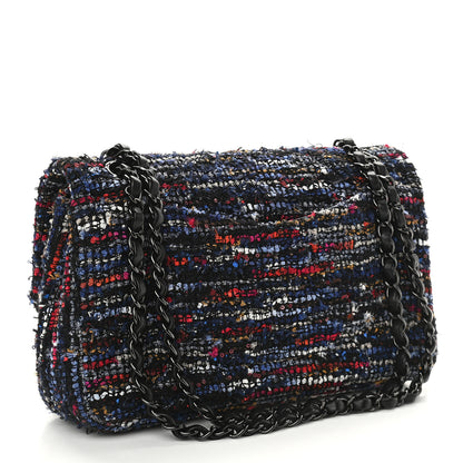 Chanel Tweed Sequin Chevron Quilted Medium Double Flap Multicolor 3 of 9