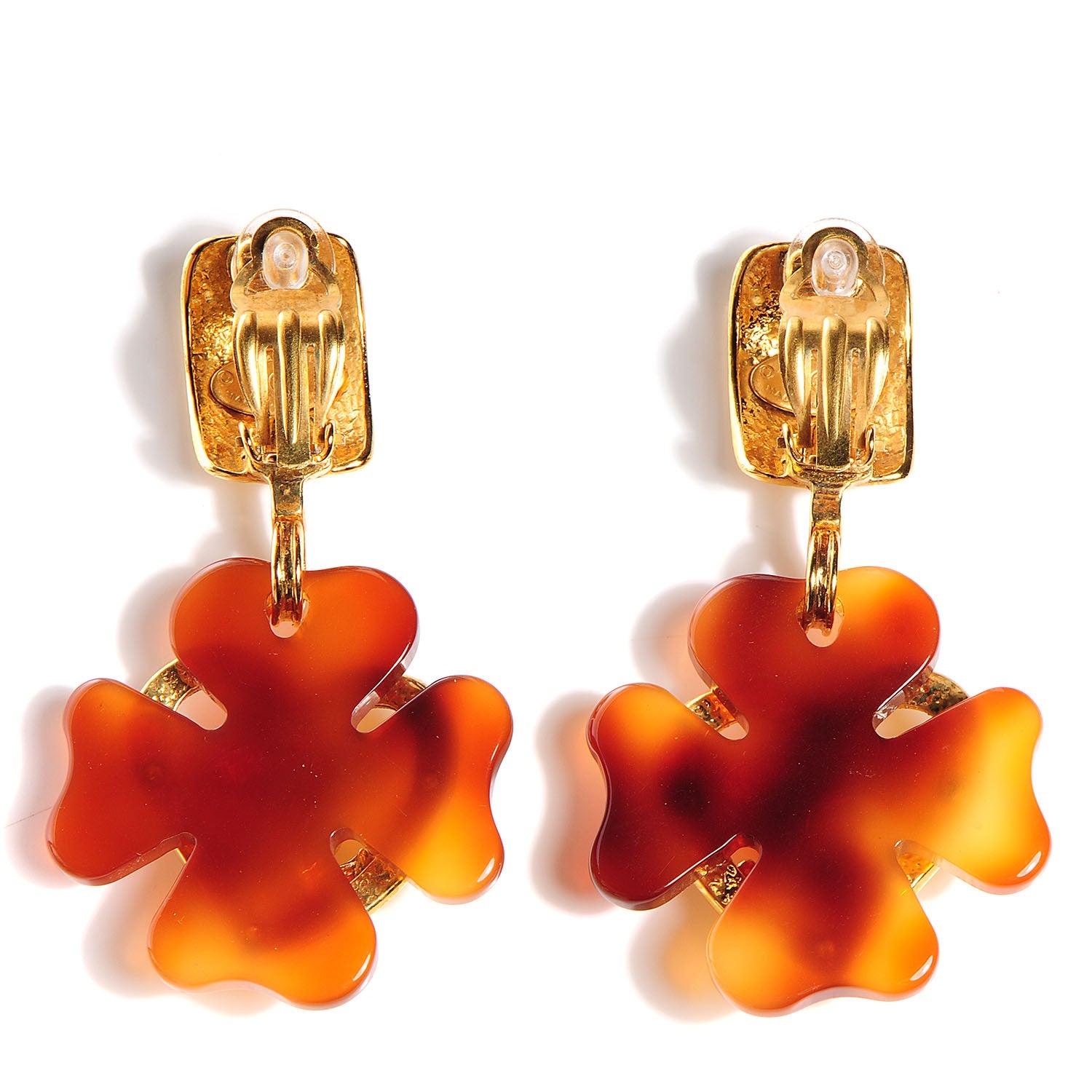 Chanel Tortoise CC Heart Clip On Earrings Gold 3 of 5