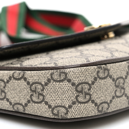 Gucci GG Supreme Monogram Textured Dollar Calfskin Web Mini Ophidia Envelope Shoulder Bag Beige Ebony New Acero 9 of 11