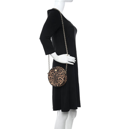 Dolce & Gabbana Dauphine Leopard Print Round Crossbody Black 2 of 9