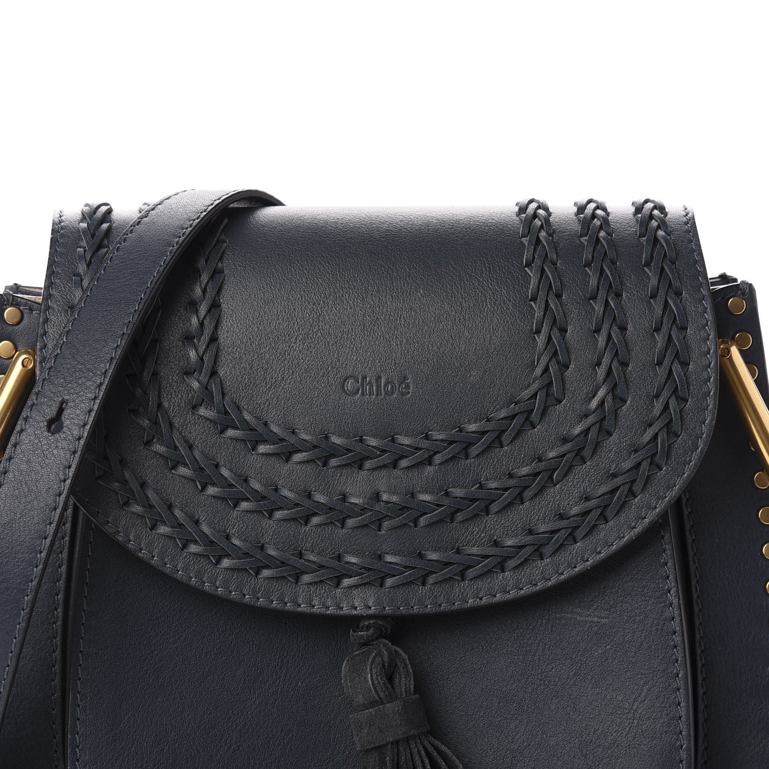 Chloe Calfskin Braided Small Hudson Shoulder Bag Silver Blue 10 of 10