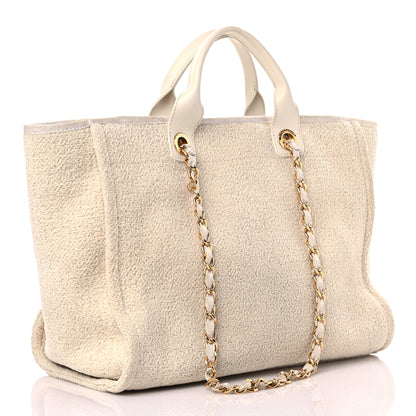 Chanel Lurex Boucle Medium Deauville Tote White 3 of 23