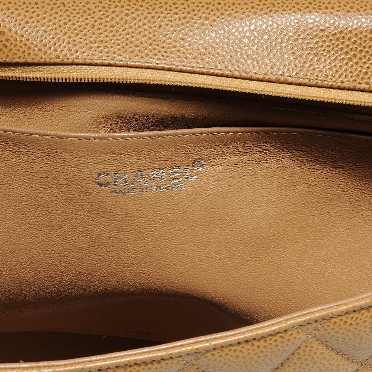 Caviar Jumbo Single Flap Beige
