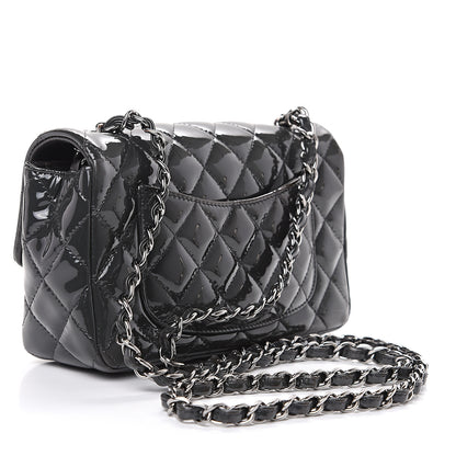 Chanel Patent Calfskin Quilted Mini Rectangular Flap Dark Grey 2 of 12