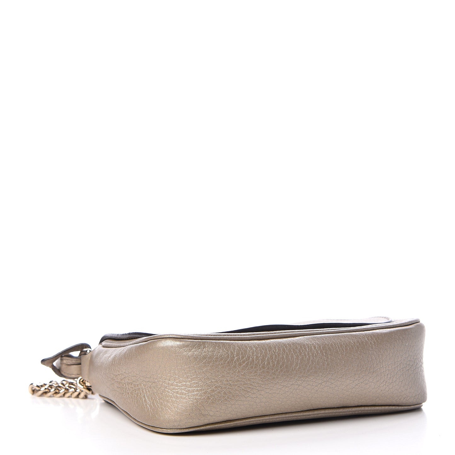 Metallic Pebbled Calfskin Small Soho Flap Crossbody Golden Beige